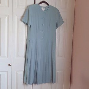 Talbots Petites Pleated Midi / Maxi Short-Sleeve Light Blue Dress Size 8P